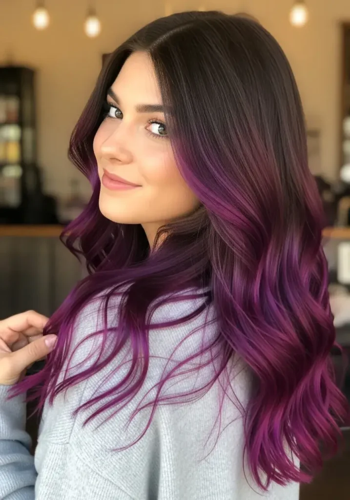 Chocolate-to-Plum Melt with Berry Ends Hair Color Chocolate-to-Plum Melt with Berry Ends Hair Color