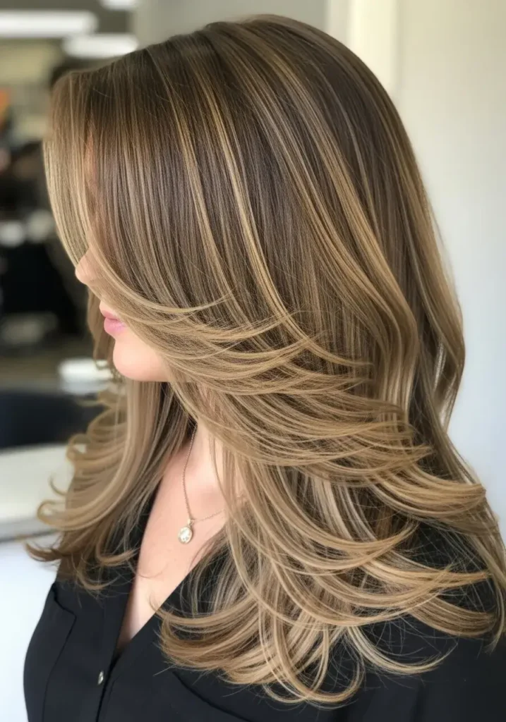 Layered Walnut Strands with Barely-There Highlights Hair Color Layered Walnut Strands with Barely-There Highlights Hair Color