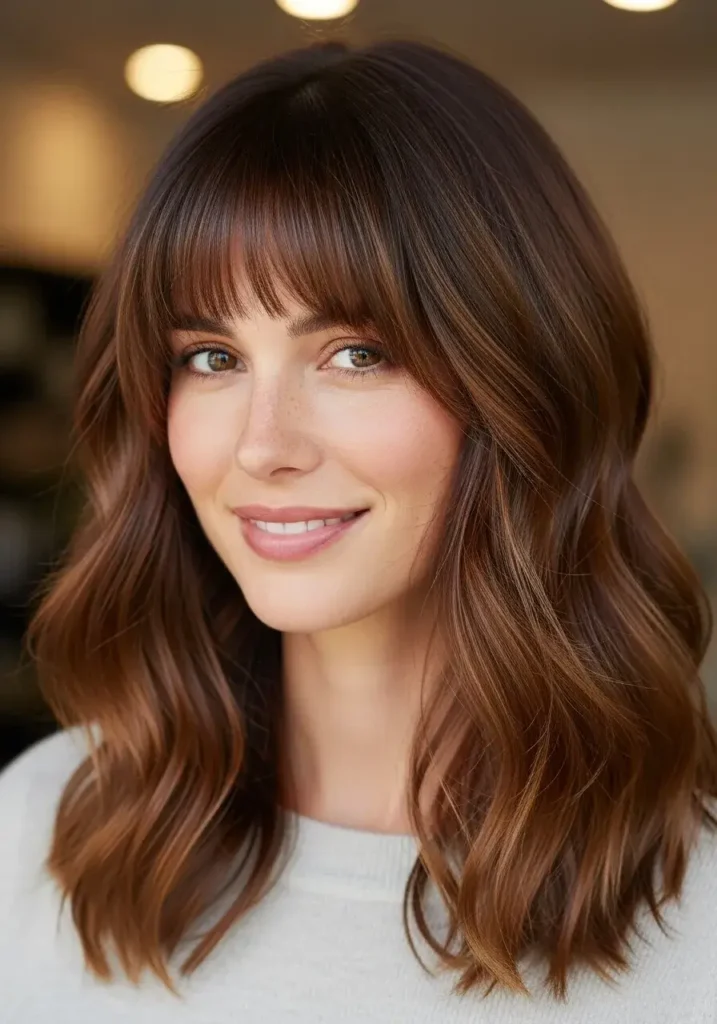 Medium-Length Waves With Bangs Haircuts Medium-Length Waves With Bangs Haircuts