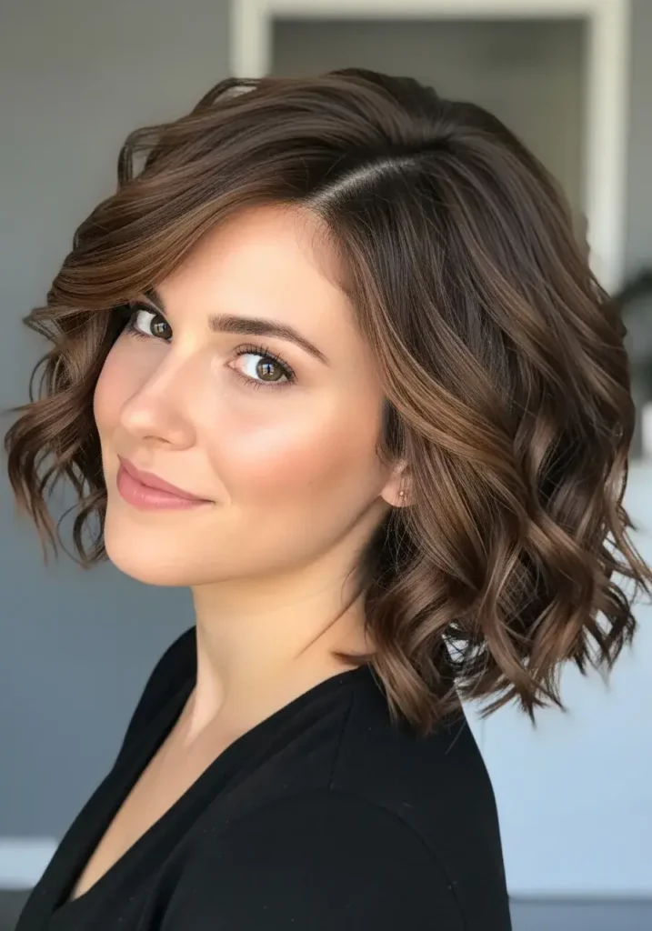 Medium-Length Curly Bob With Side Part Haircuts Medium-Length Curly Bob With Side Part Haircuts