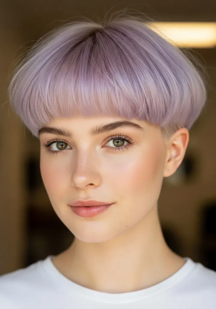 Pastel Lilac Bowl Cut with Soft Undercut