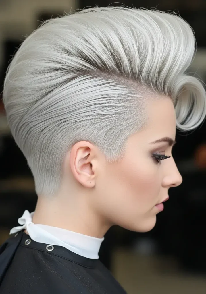 Polished Platinum Undercut with Pompadour Flair