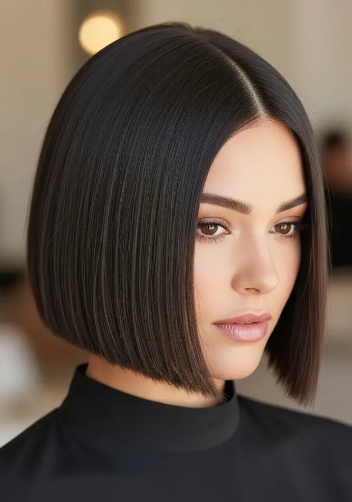 Classic Blunt Bob with Middle Part Haircut