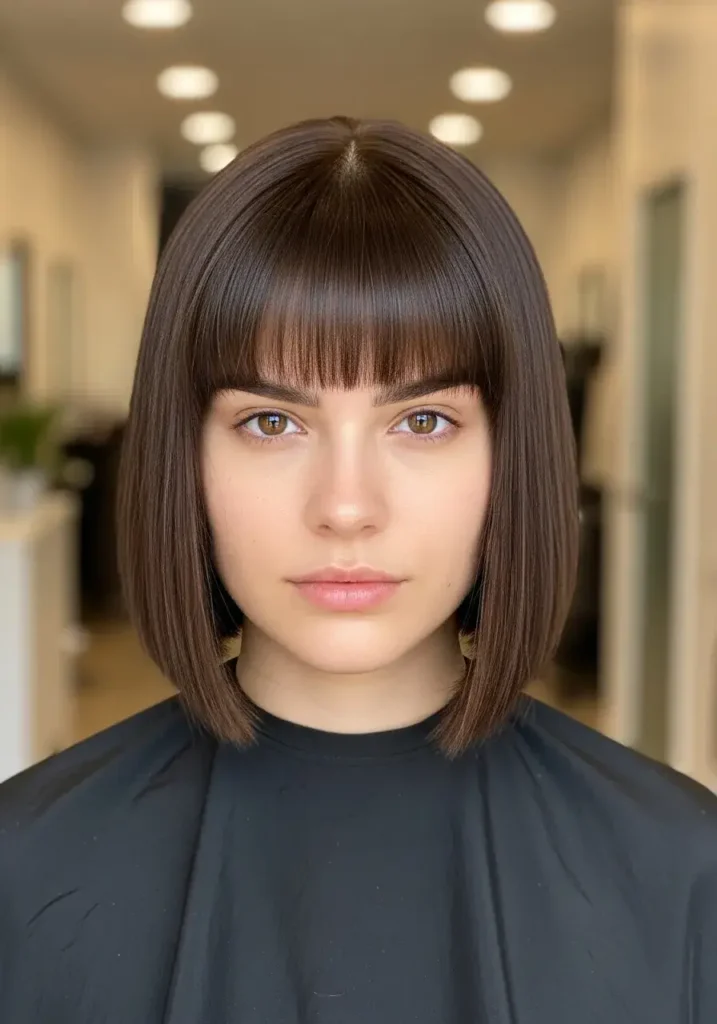 Straight Bob with Full Fringe Haircut