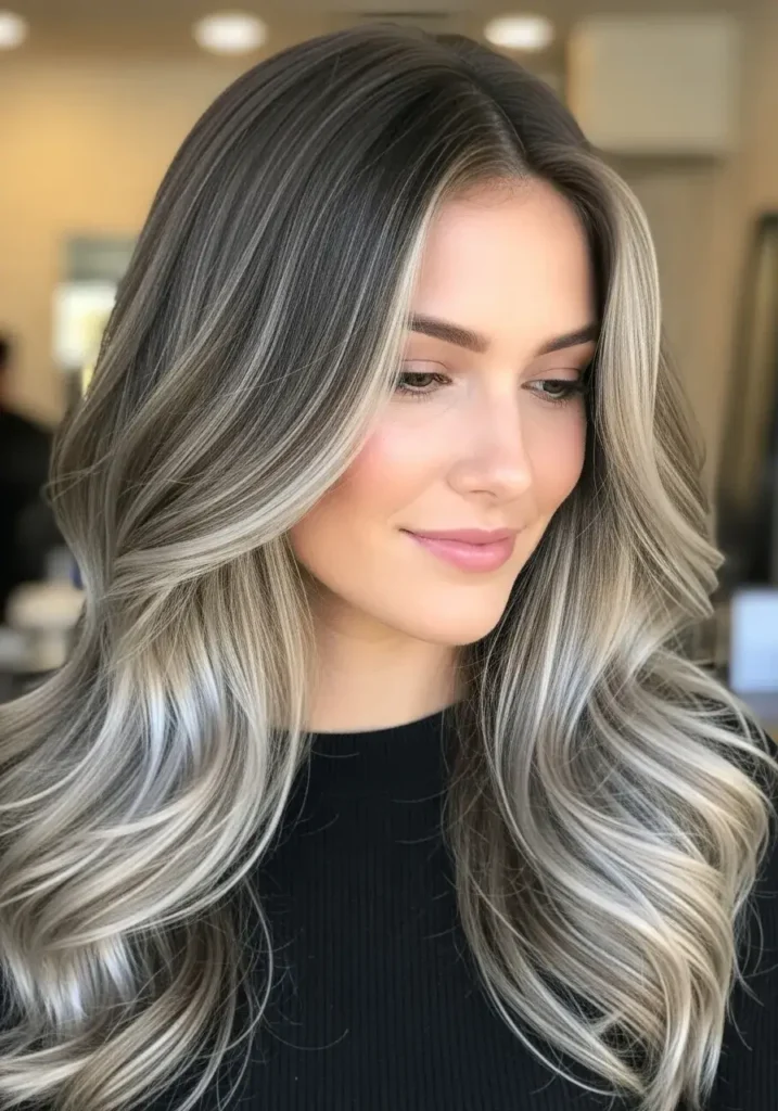 Ash Silver Ribbon Highlights HairColor Ash Silver Ribbon Highlights HairColor