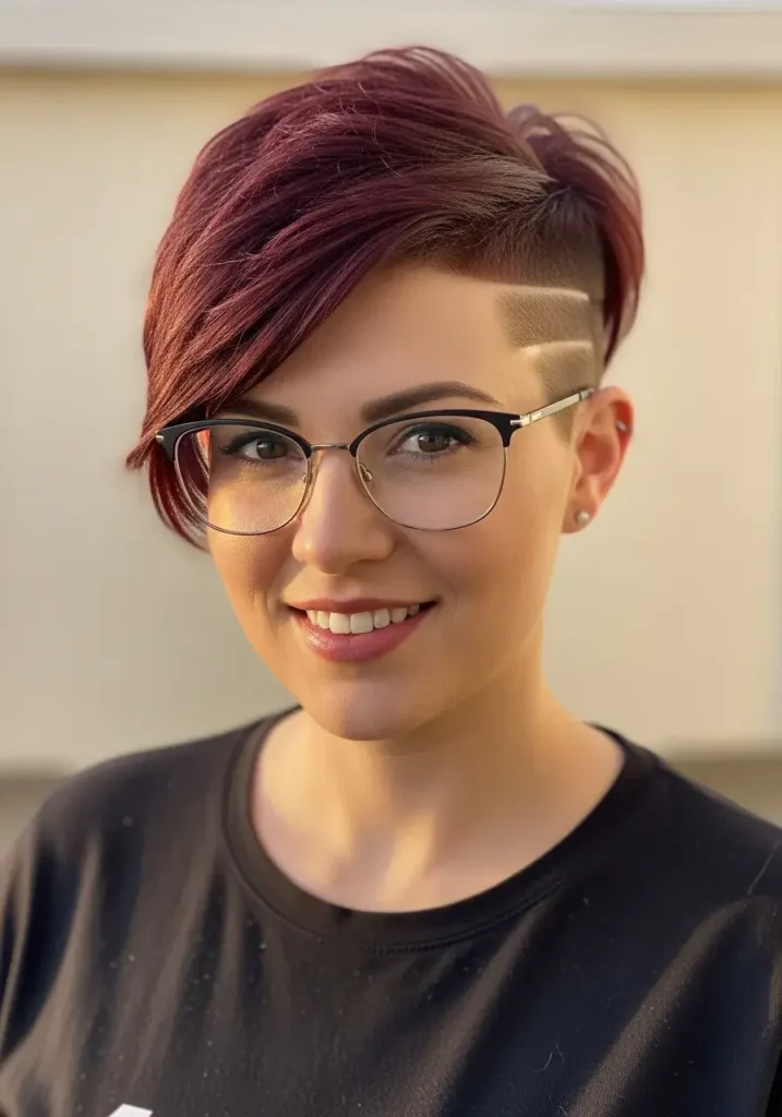 Pixie Cut with Undercut Haircut for Women with Glasses