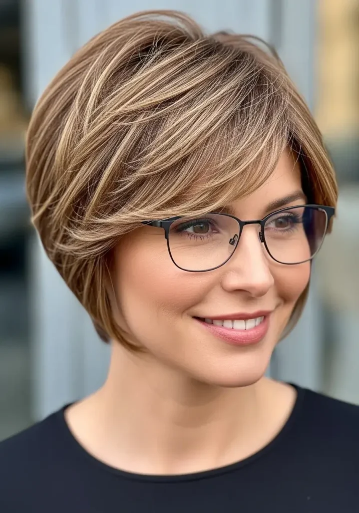 Feathered Pixie Haircut for Women with Glasses