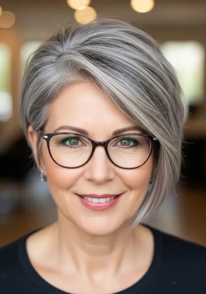 Pixie Cut for Mature Women with Glasses