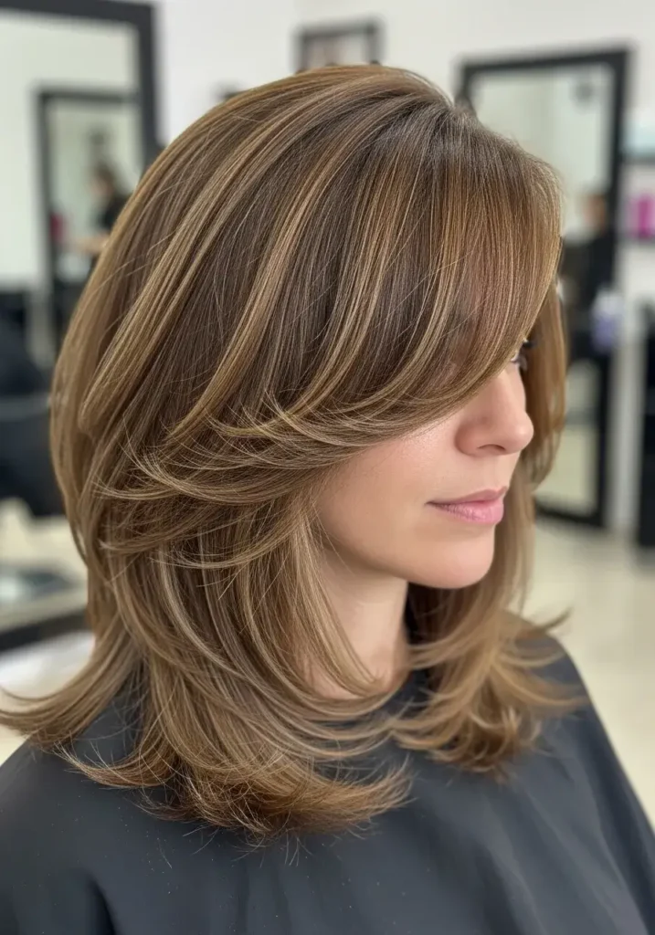 Medium Layered Cut with Side Part Haircut Medium Layered Cut with Side Part Haircut