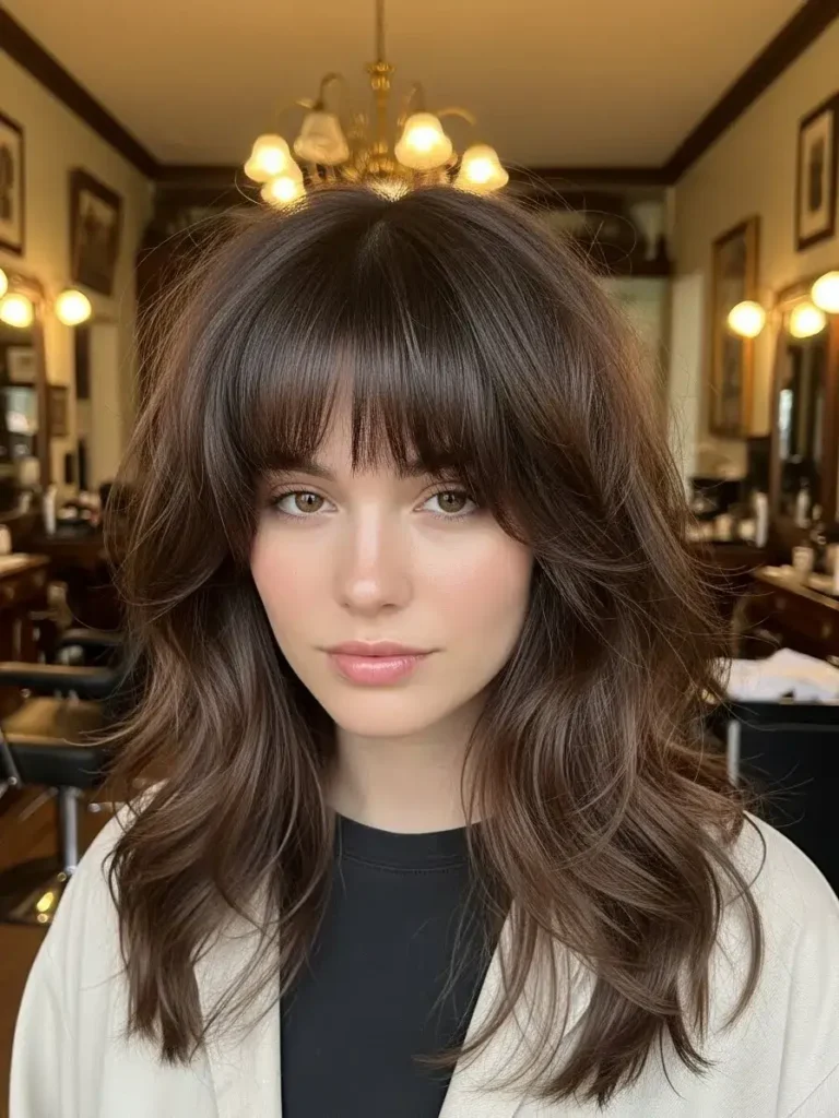 Chocolate Brown Vintage-Inspired Shag Haircut Chocolate Brown Vintage-Inspired Shag Haircut