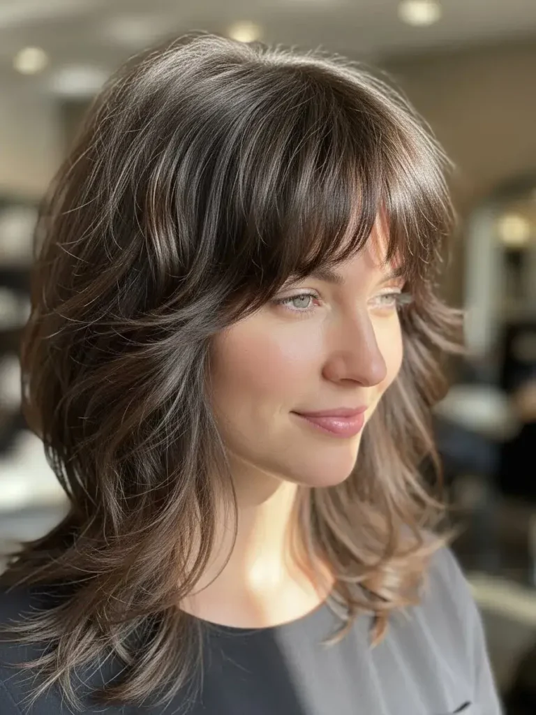 Espresso Choppy Shag with Bangs Haircut Espresso Choppy Shag with Bangs Haircut