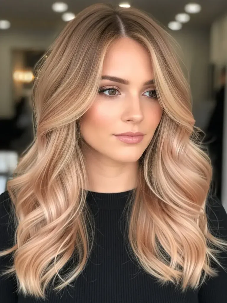 Modern Chic: Rose Gold Beige Blonde Hair Color