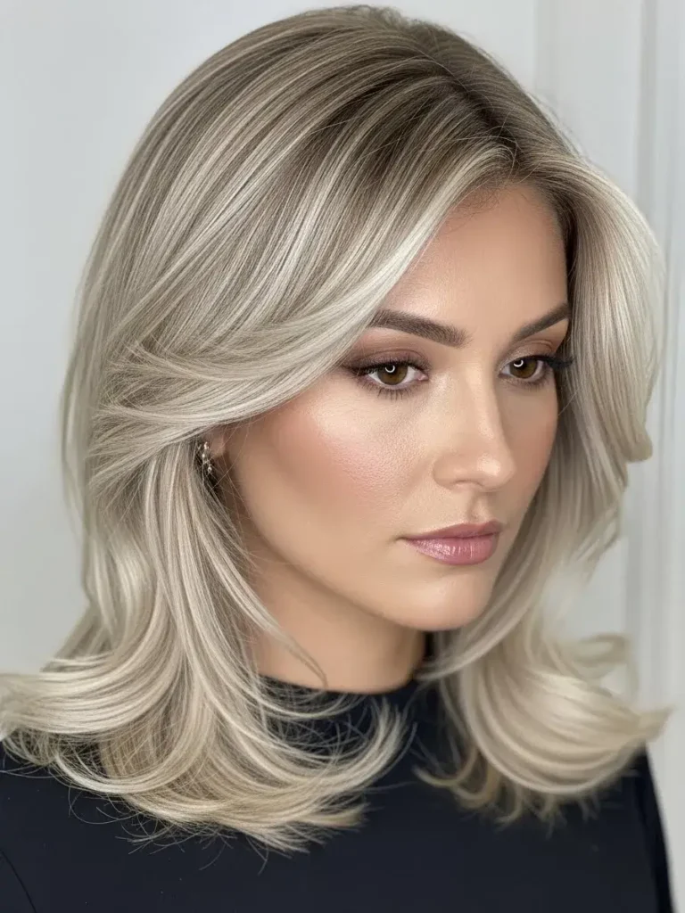 Classic Sophistication: Light Beige with Ash Blonde Highlights Hair Color