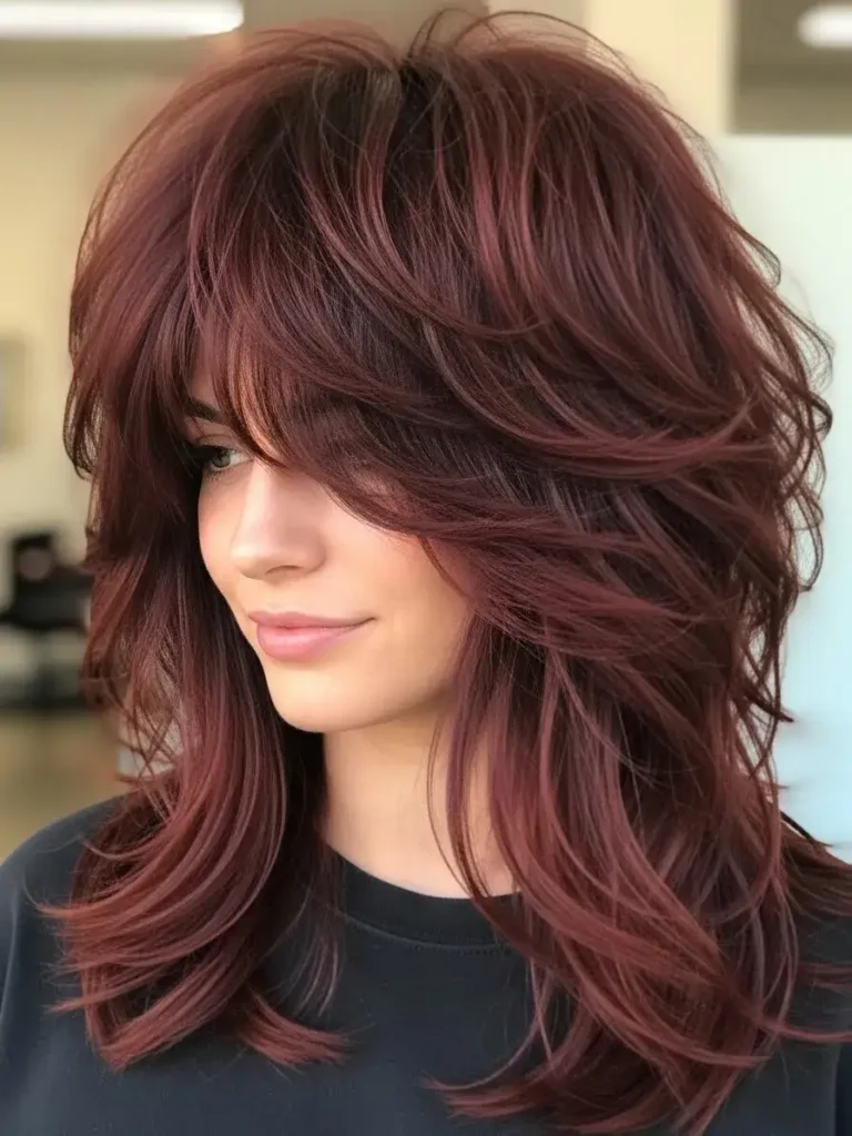 Dark Mahogany Voluminous Shag Haircut Dark Mahogany Voluminous Shag Haircut