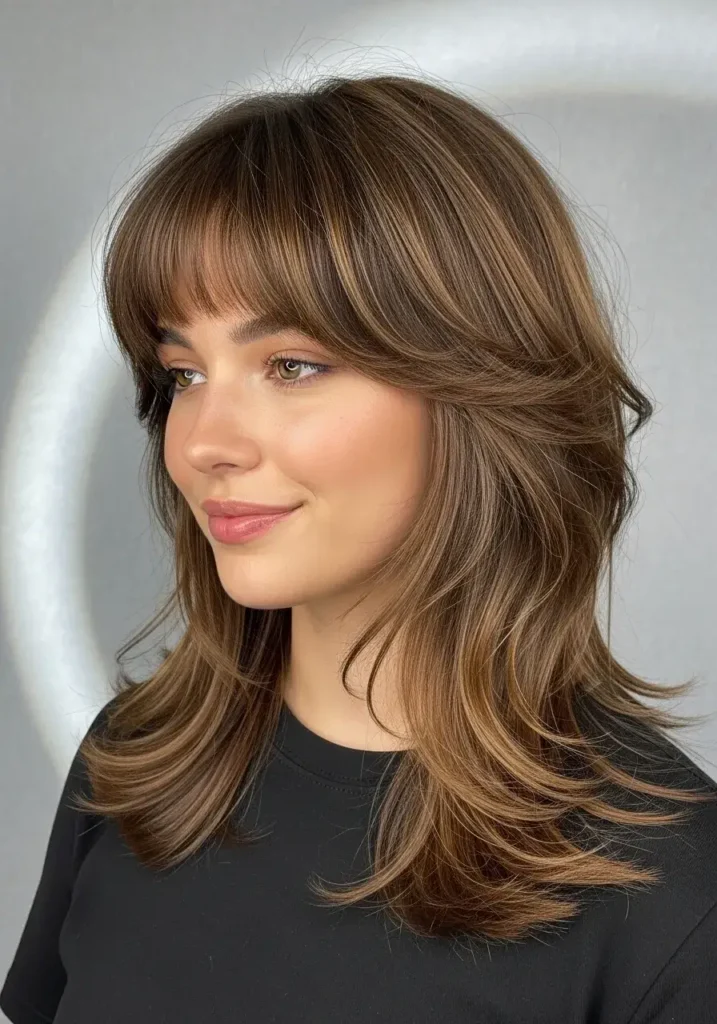 Layered Cut with Bottleneck Bangs Haircut