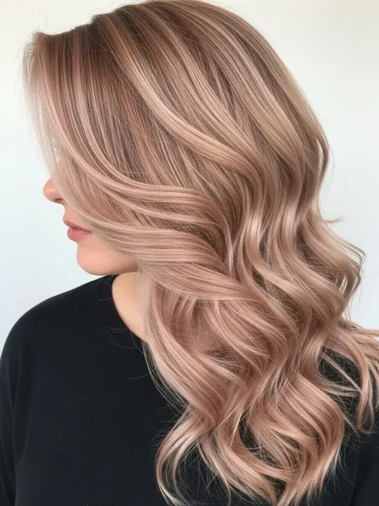 Dynamic Waves: Strawberry Beige Blonde Hair Color