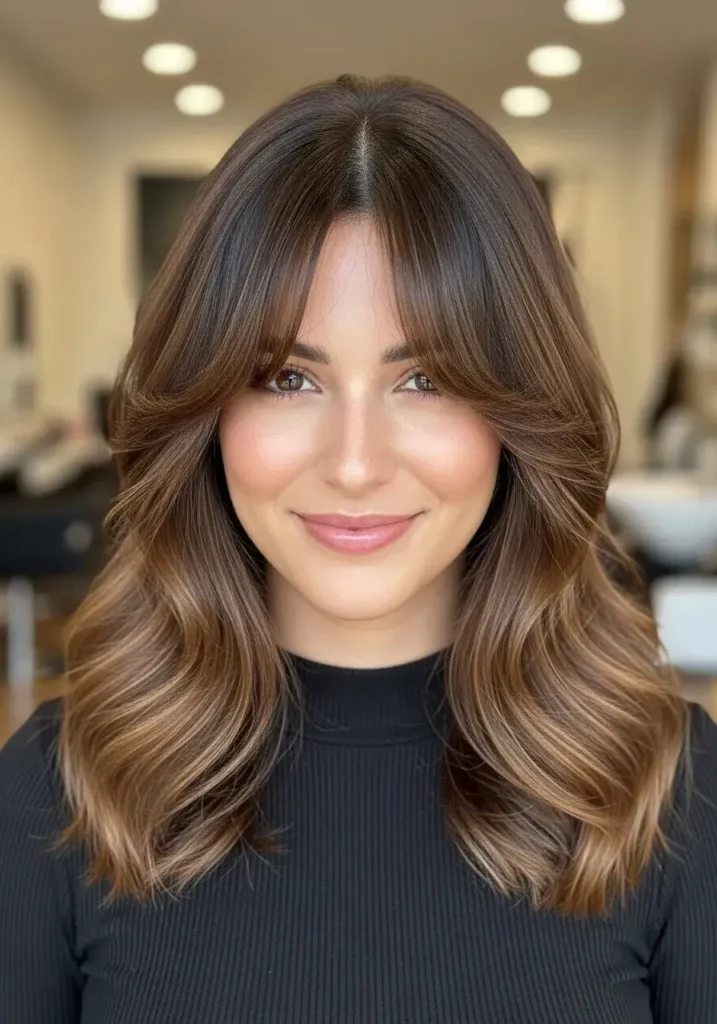 Medium Cut with Curtain Bangs Haircut