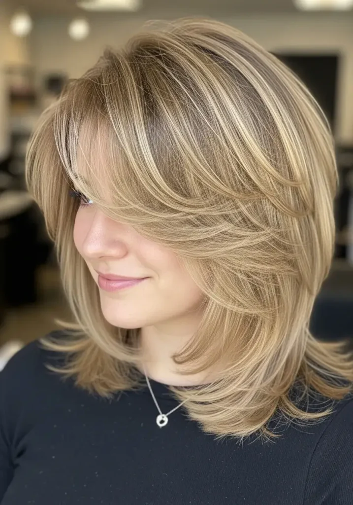 Feathered Medium Length Style Haircut