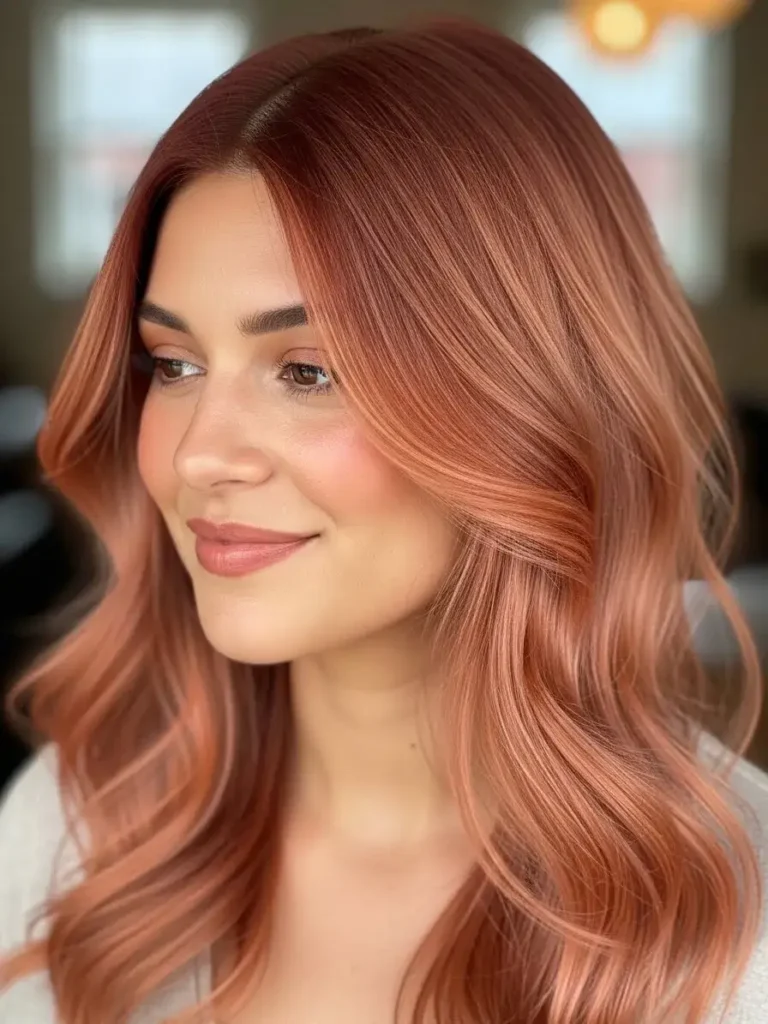 Soft Peachy Copper Tones Hair Color