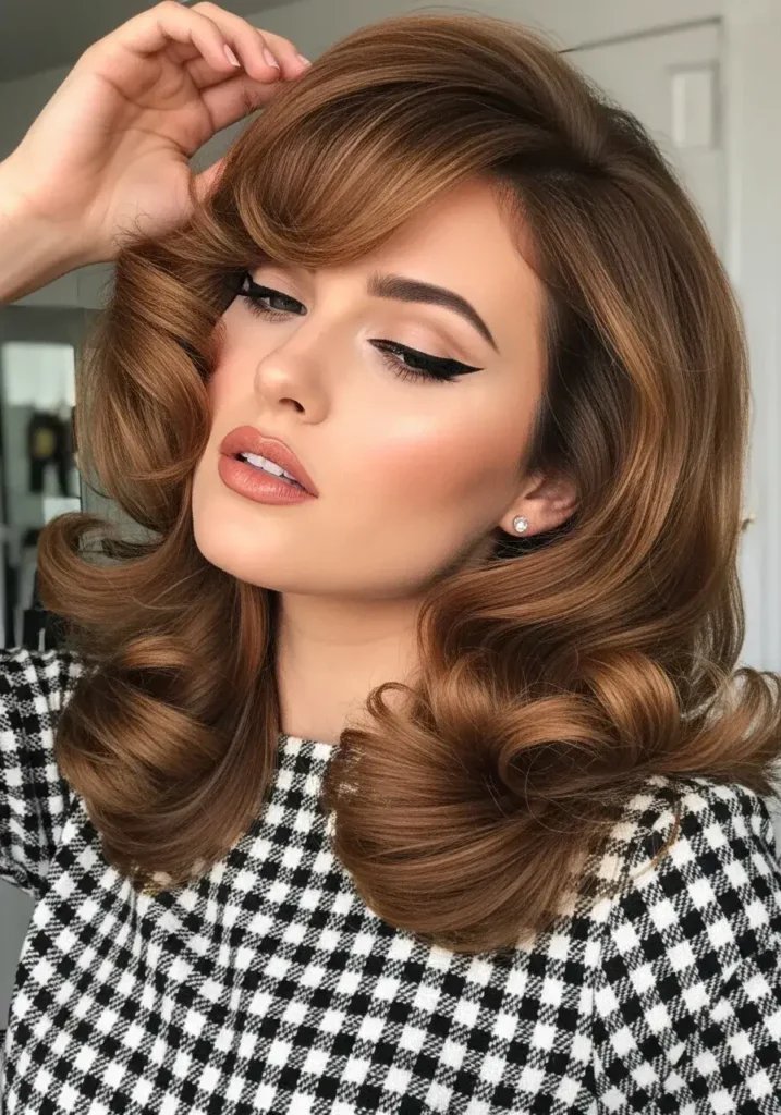 Cinnamon Curls with Retro Flair Hair Color Cinnamon Curls with Retro Flair Hair Color