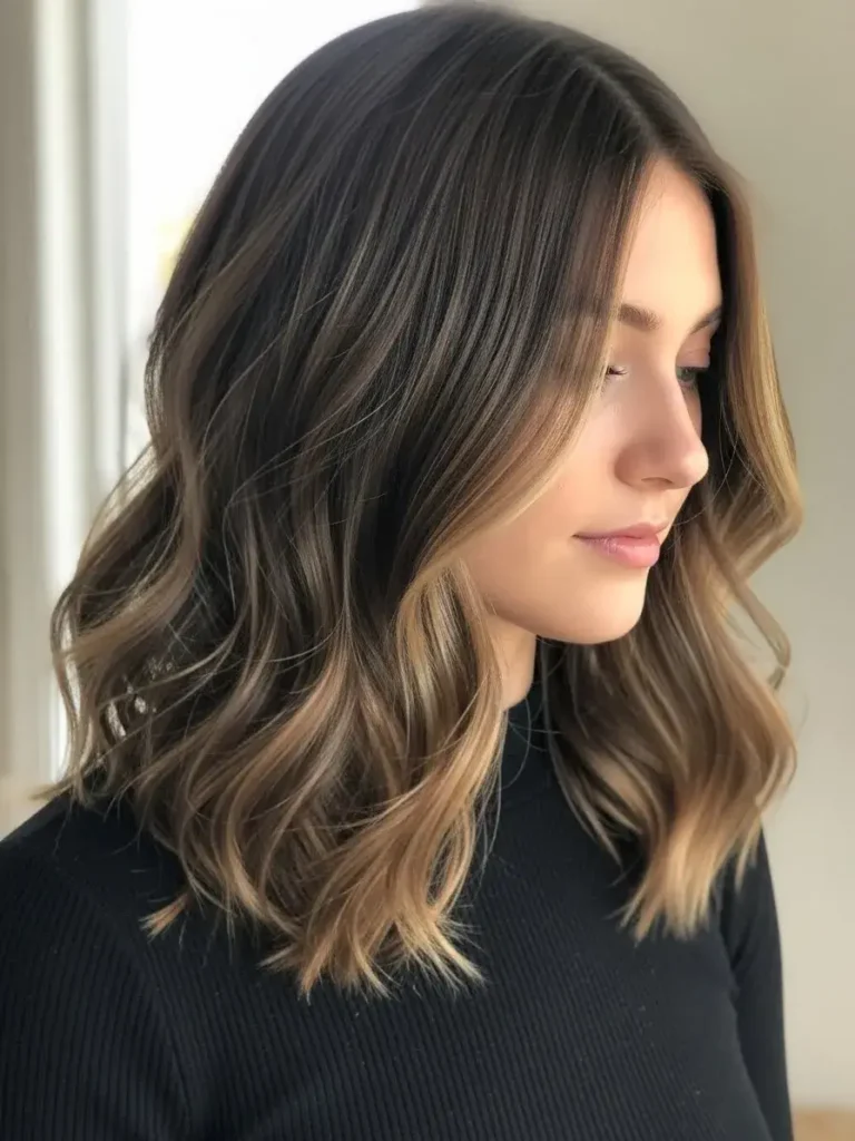 Cool Ash Brown with Subtle Ribbon Highlights Hair Color