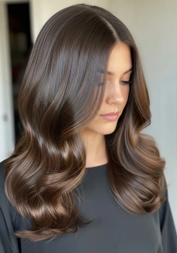 Glossy Chocolate Brown Finish Hair Color