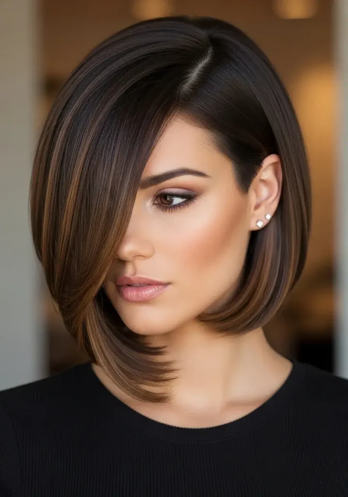Asymmetrical Bob Oval Face Haircut
