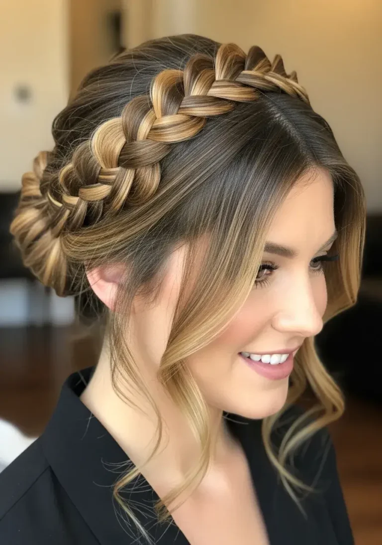 Braided Crown Hairstyle for Round Faces