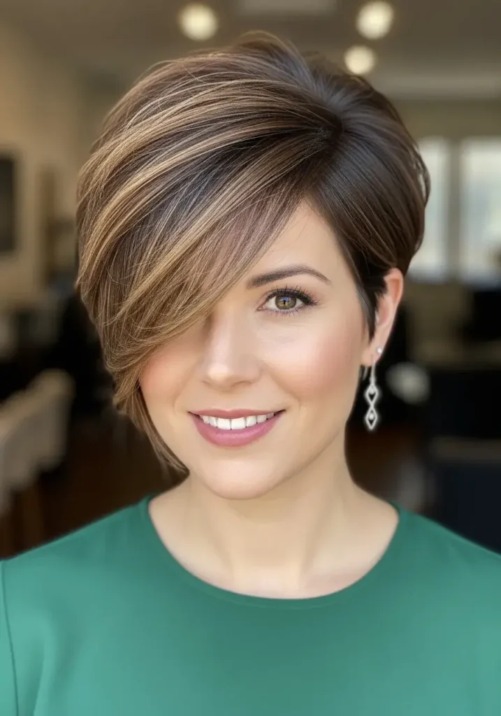 Classic Side-Swept Pixie Pixie Haircuts for Round Faces