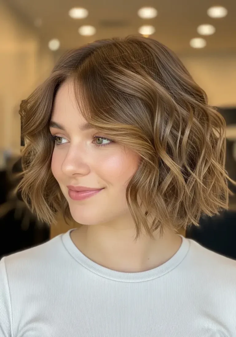 Curly Choppy Bob Hairstyle for Fine Hair