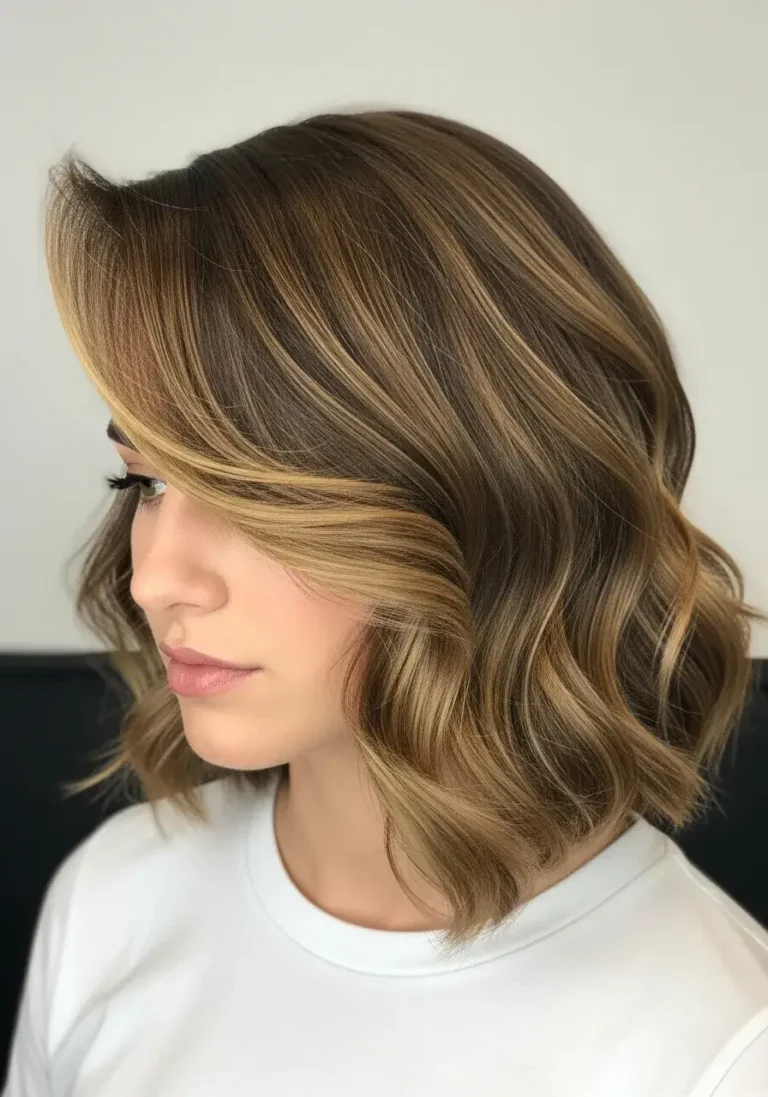 Glamorous Wavy Bob with Side Part Hairstyle