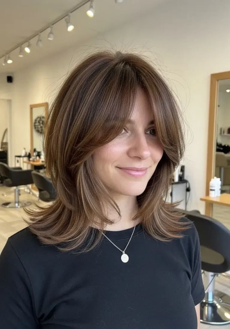 Layered Bob With Side-Swept Bangs Hairstyle