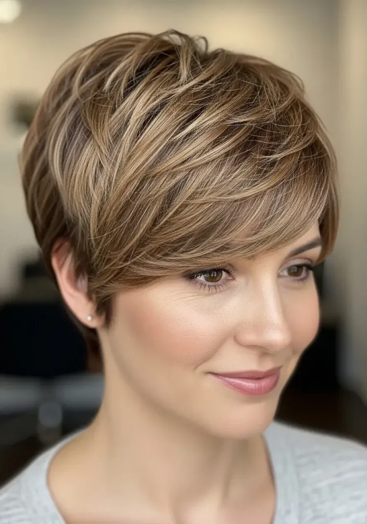 Layered Pixie with Volume Haircut for Oval Shaped Face