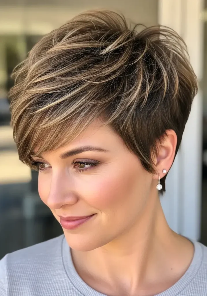 Lifted Shaggy Pixie with Side Tuck Option Short Shaggy Pixie Haircut
