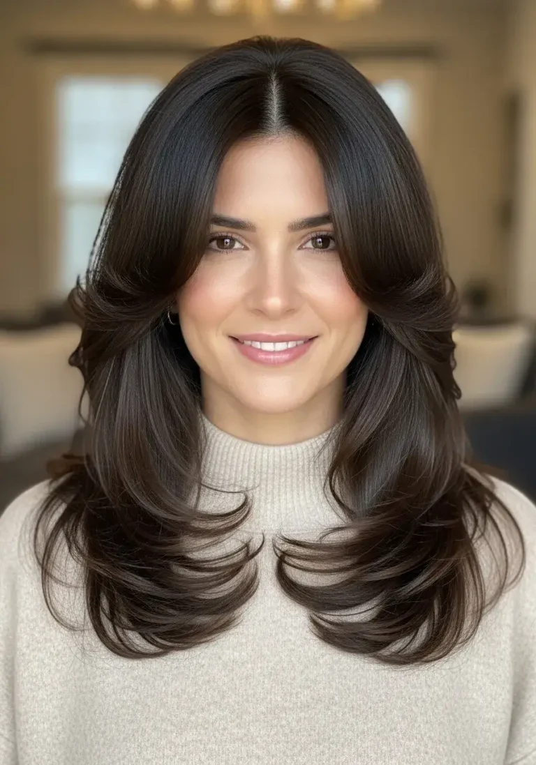 Long Hair with Face-Framing Layers Haircuts for Oval Shaped Face