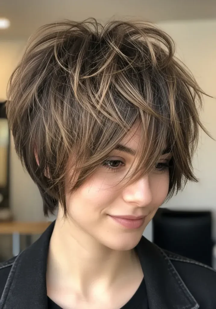 Longer Shaggy Pixie with Face Framing Strands Short Shaggy Pixie Haircut