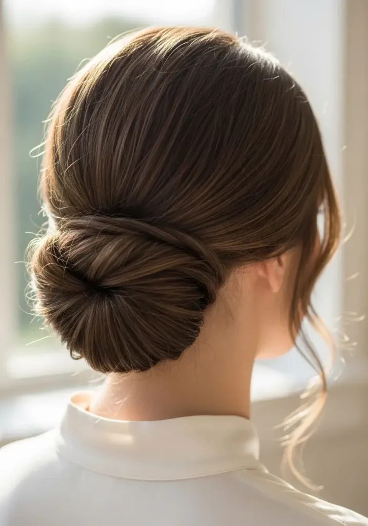 Low Twisted Bun for Thin Hairstyle Low Twisted Bun for Thin Hairstyle