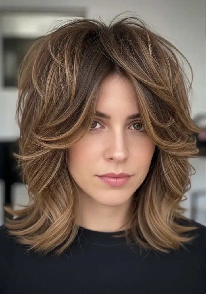 Medium Shag with Razor Cut Texture Medium Length Shag Haircuts