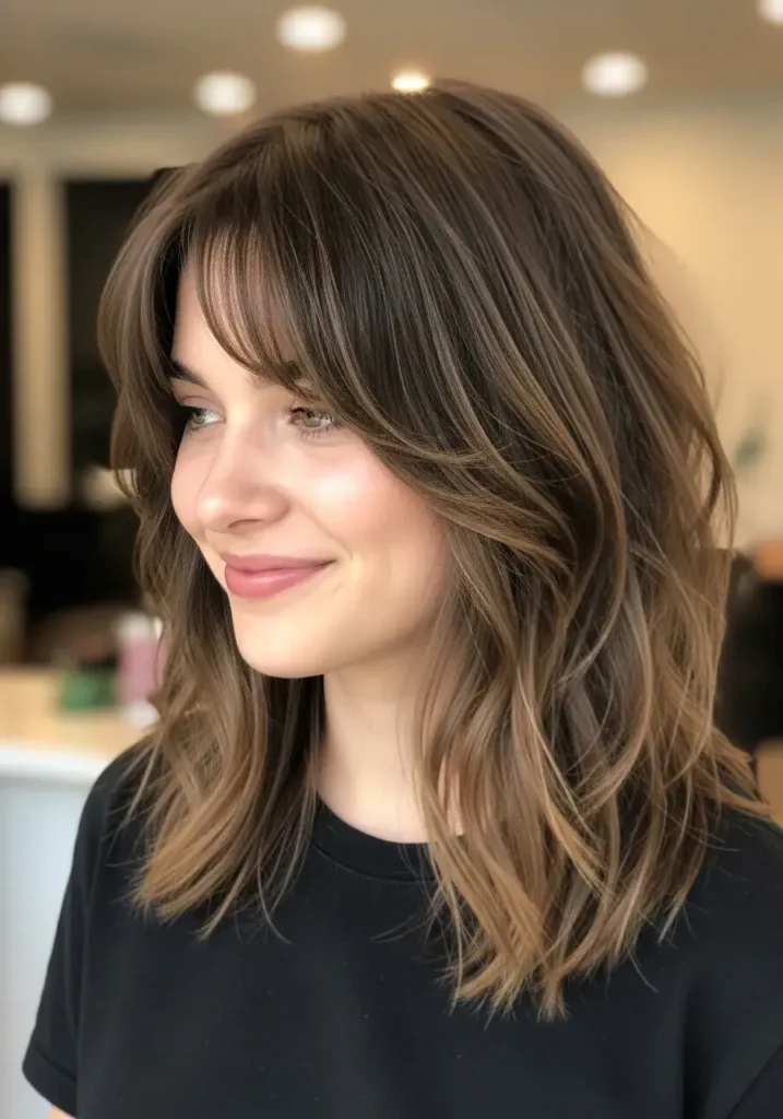 Medium Shag with Side-Swept Bangs Medium Length Shag Haircuts