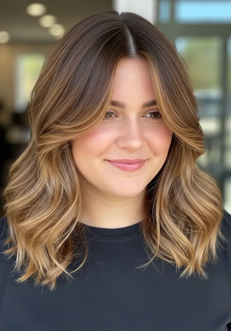 Medium with Tapered Ends Round Face Haircuts Medium