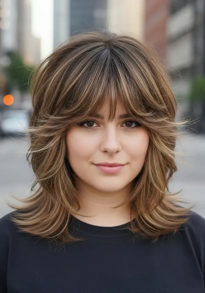 Modern Wolf-Inspired  Round Face Haircuts Medium