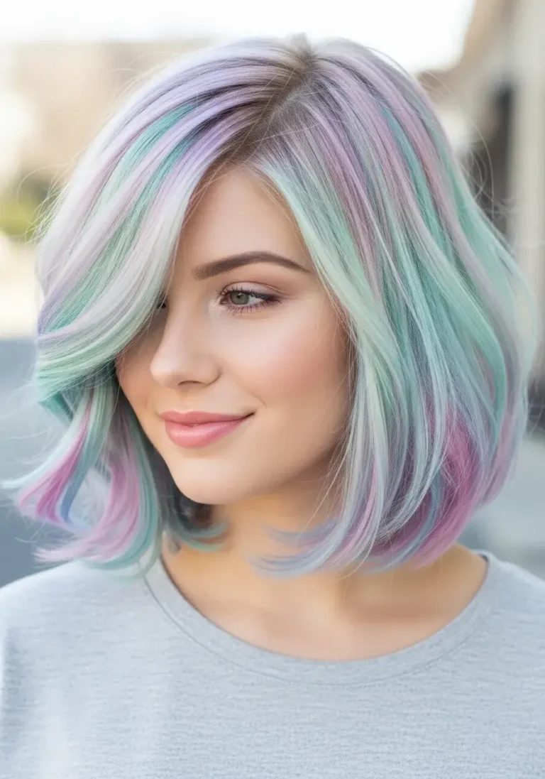 Pastel Colored Inverted Bob Hairstyle