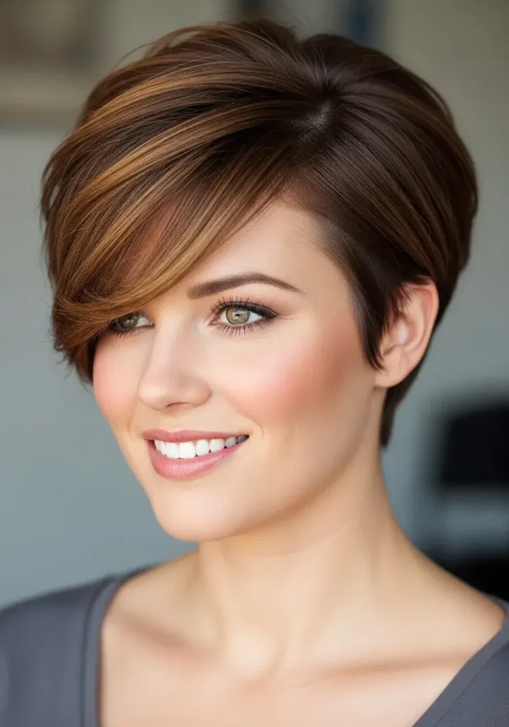 Pixie with Deep Side Part Pixie Haircuts for Round Faces
