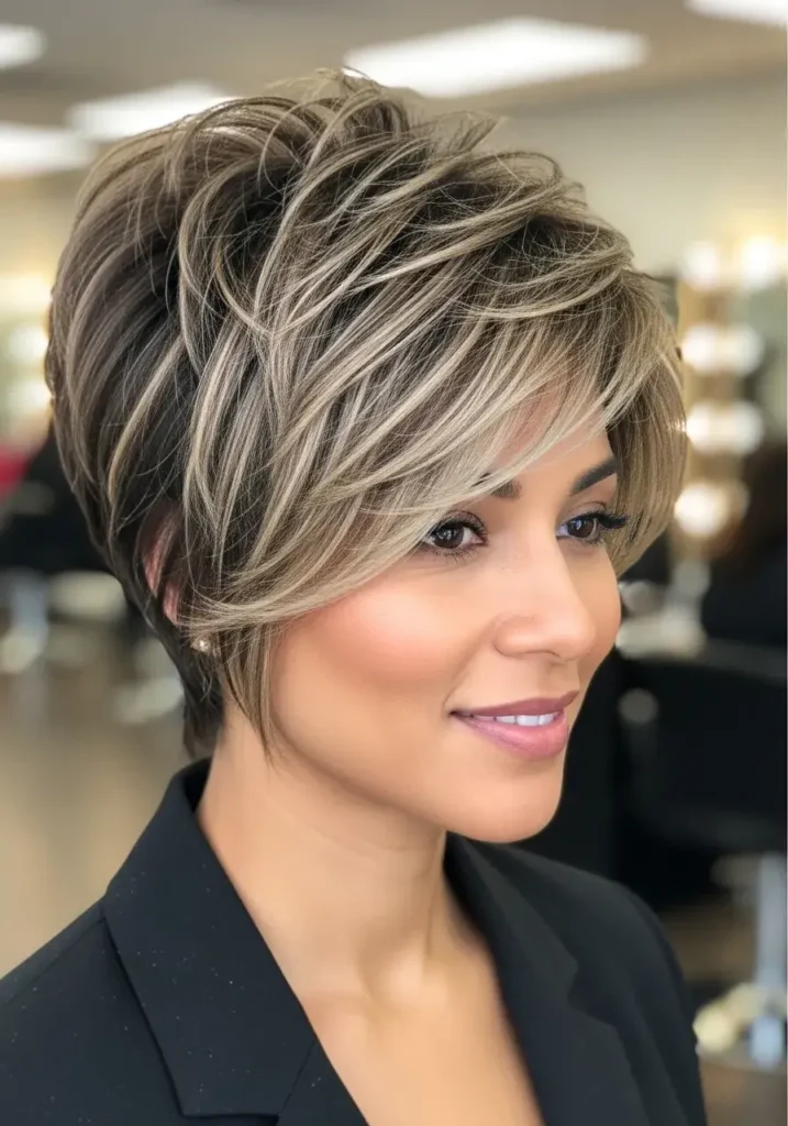 Pixie with Highlighted Layers Pixie Haircuts for Round Faces