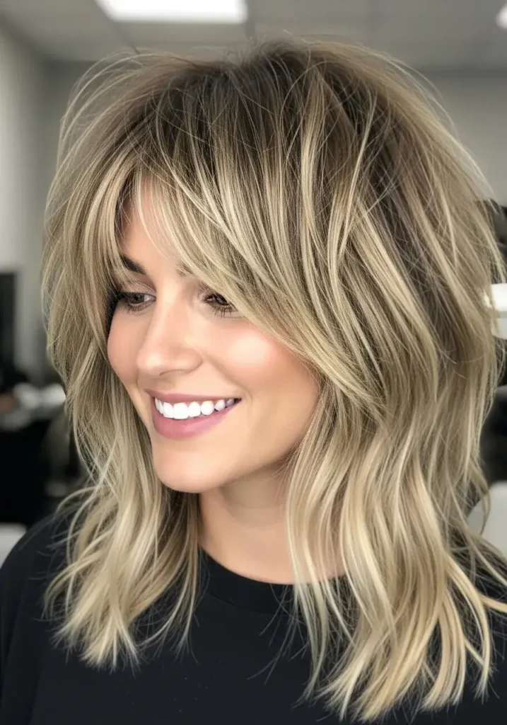 Shag with Highlighted Dimension Medium Length Shag Haircuts