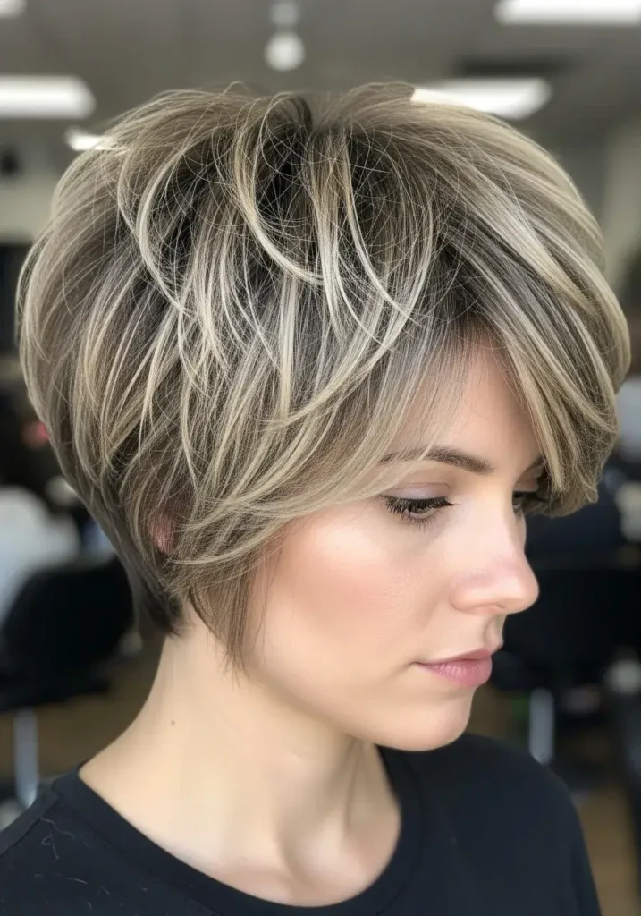 Shaggy Pixie with Wispy Crown Layers Short Shaggy Pixie Haircut
