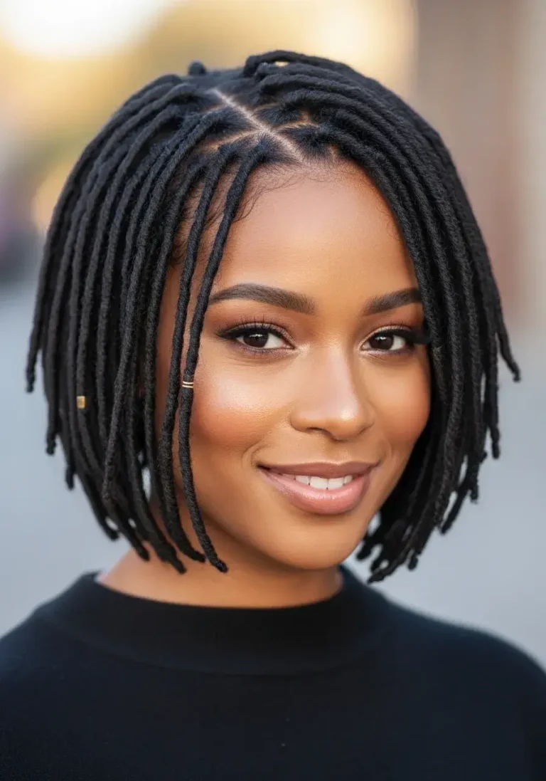 Short Faux Locs Style Hairstyle