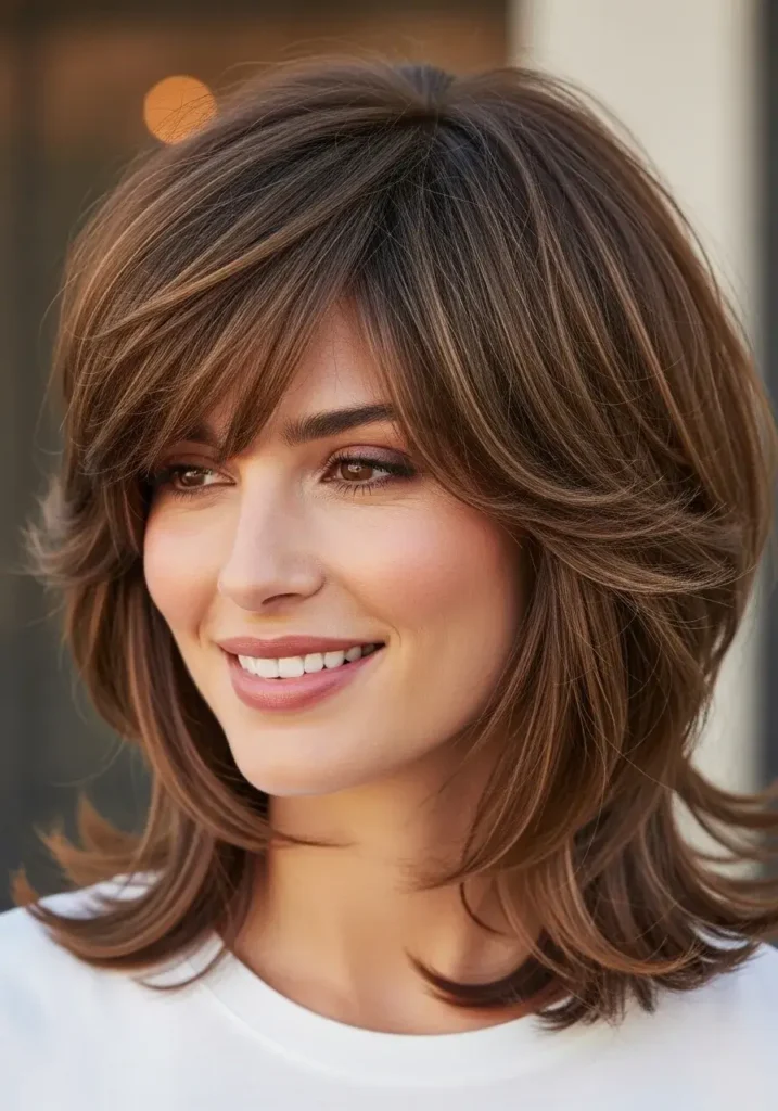 Shoulder Length Layered Shag with Volume at Mid-Lengths Medium Length Shag Haircuts