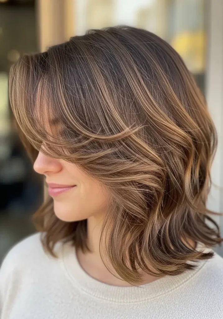 Shoulder Length Shag with Curled Tips Medium Length Shag Haircuts