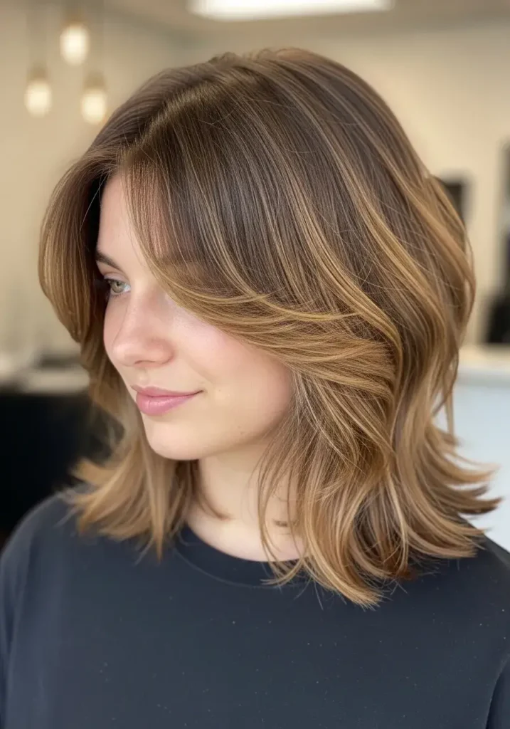 Shoulder Skimming Shag with Subtle Layer Lift Medium Length Shag Haircuts